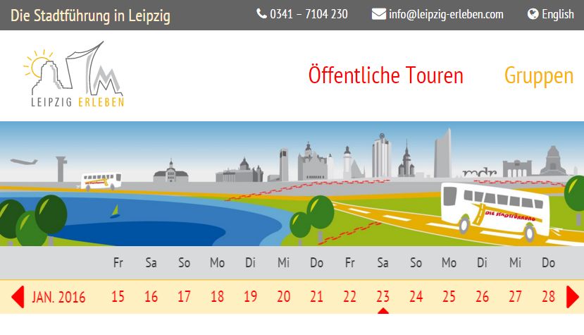 Ansicht des Seitenheader mit Kalenderband